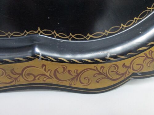 Vintage Hand Painted large metal tray platter black Pineapple Melon 25" x 20.5" - Picture 15 of 18