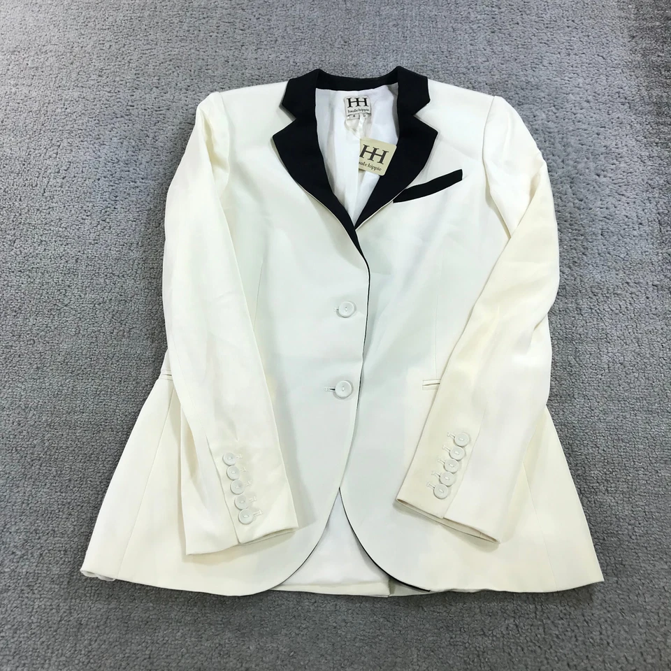 Chaqueta Haute Hippie Mujer 4 Crepe Combo Niño Esmoquin Blazer Negro Seda Marfil Foto 2 de 4