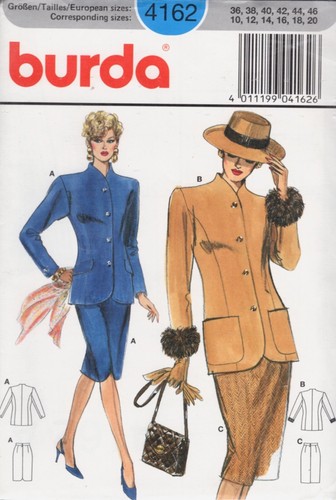 Lined Slim Skirt and Jacket Burda Sewing Pattern 4162 Sizes 10 to 20 NEW - Picture 1 of 2