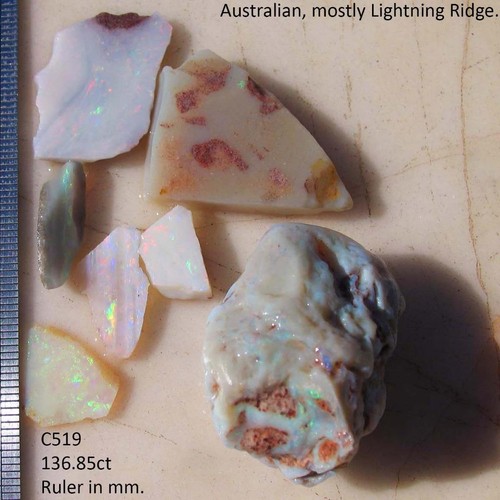 Joyería Lightning Ridge ópalo áspero 136,85 TCW 100 % sólida natural australiana C519 - Imagen 3 de 3