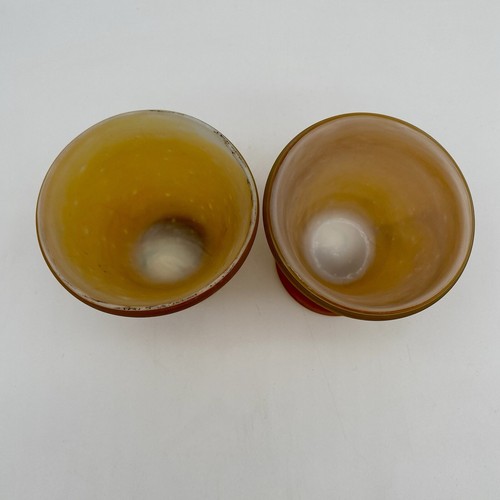 PAIR OF VINTAGE MID-CENTURY MODERN HAND BLOWN YELLOW SLAG GLASS COCKTAIL VOTIVE - Picture 5 of 9