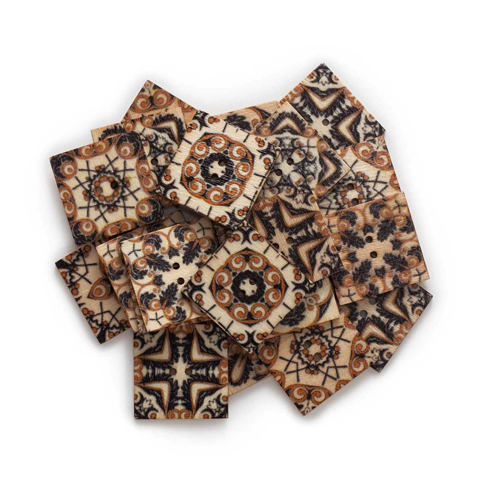 Vintage-inspired Wooden Buttons Sewing, Scrapbooking, and Craft Decor Set of 30 - Image 3 of 4