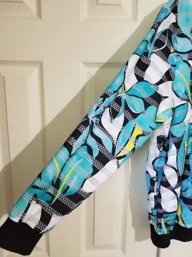 Alfred Dunner Women Size 12 / XL Jacket Colorful Summer Knit Zip Polyester Black - Picture 7 of 11