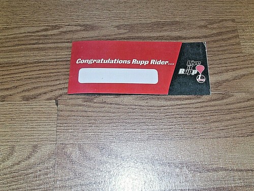 VINTAGE RUPP MINIBIKE RUPP RIDR REGISTRATION CARD FOLDER  (REPRODUCTION ) - Bild 1 von 3