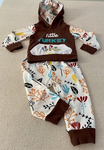 Little Turkey Baby/Baby Größe 6-12 Monate (80) 2-teiliges Set Thanksgiving Herbst - Bild 1 von 9