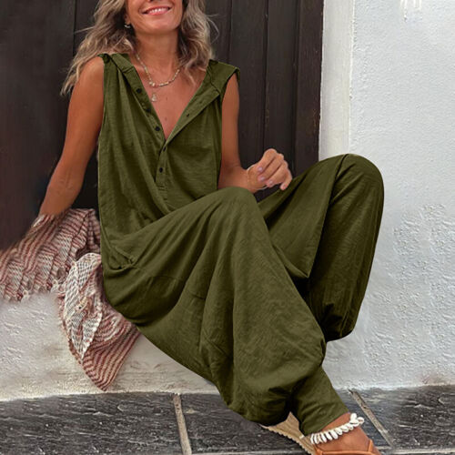 Sommeroverall Für Damen Overall Mit Weitem Bein Und Lockerer Hosenträgerhose ≥ - Bild 17 von 20