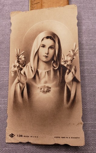 Vintage katholische heilige Gebetskarte Maria Jesus H60