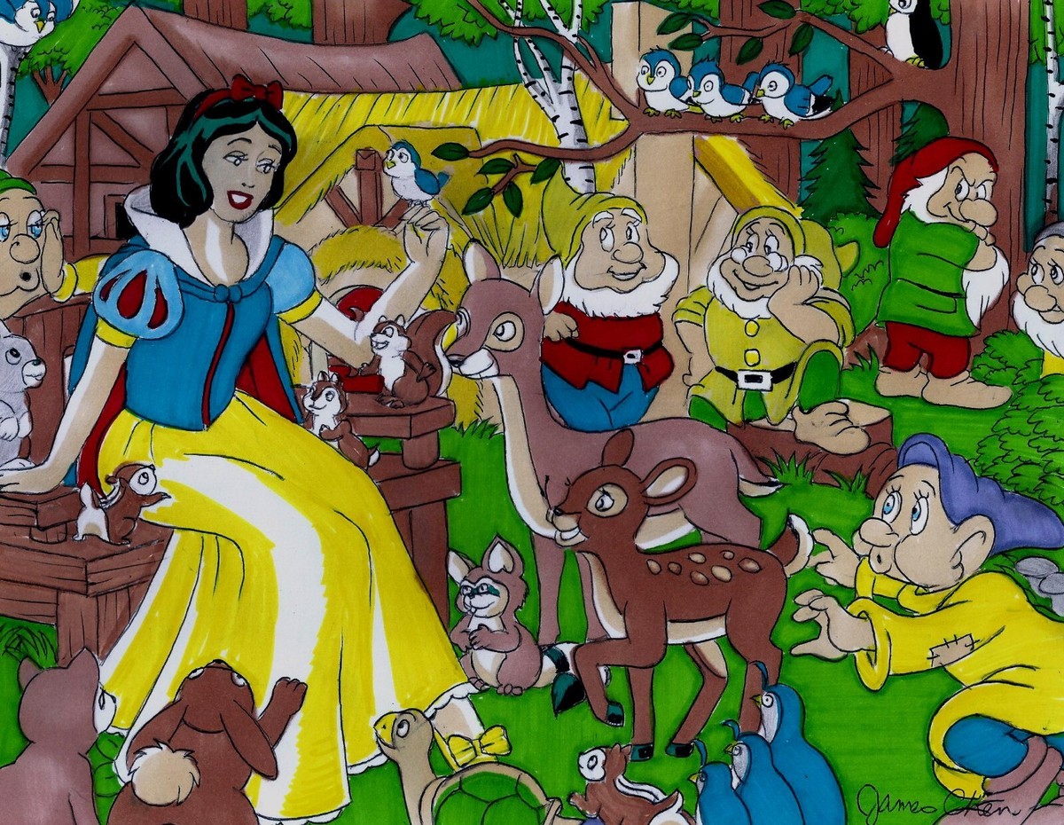 Disney Fine Art 白雪姫 DISNEY'S SNOW WHITE & THE SEVEN DWARFS ORIGINAL COMIC COLOR ART ON