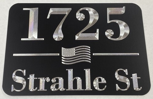 Engraved Patriotic US Flag House Home Number Street Address 10x7 Sign Plaque - Picture 7 of 12