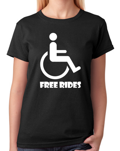 Behinderten T-Shirt Free Rides lustig Behinderten T-Shirt tailliert Tee Damen Top - Bild 7 von 7