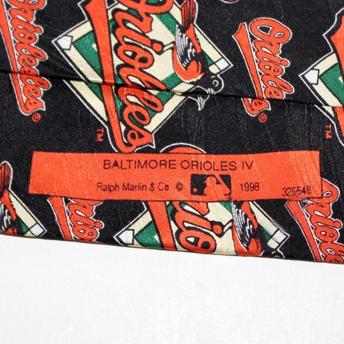 Corbata vintage con logotipo de Baltimore Orioles 1998 NBL béisbol negra naranja RM Sport - Imagen 5 de 7