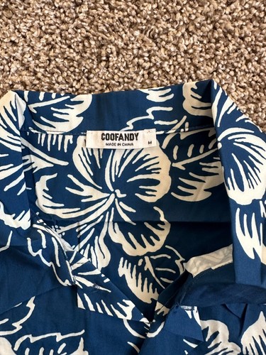 Coofandy Men's Hawaiian Vacation Short Sleeve Shirt Tropical Blue Medium NWT - Picture 3 of 4