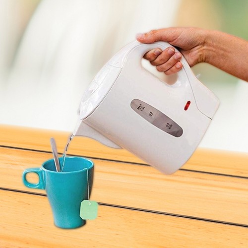 White Travel Kettle Portable Electric 1L Camping Caravan Kitchen Jug Holiday New - Picture 2 of 5