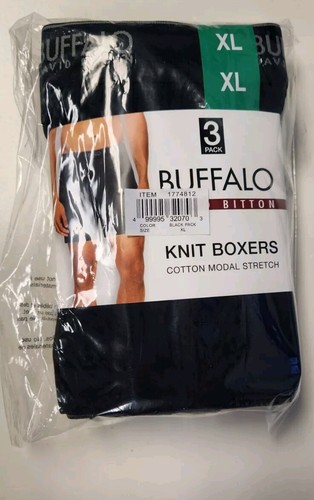 Buffalo Men's Knit Boxer, 3-pack, Black, X-Large NWT