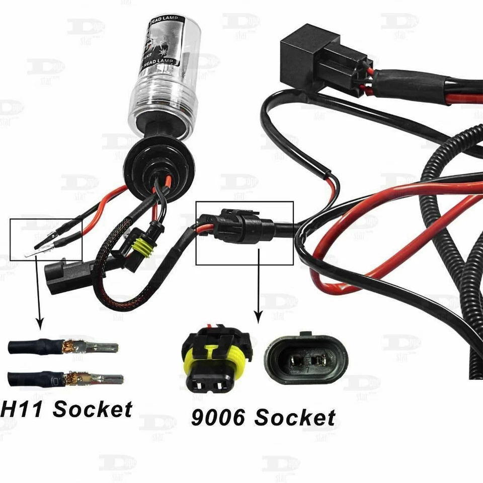 Conjunto H3 H7 H11 9005 9006 kit de conversão HID adaptador de chicote de fios relé de bateria - Imagem 3 de 4