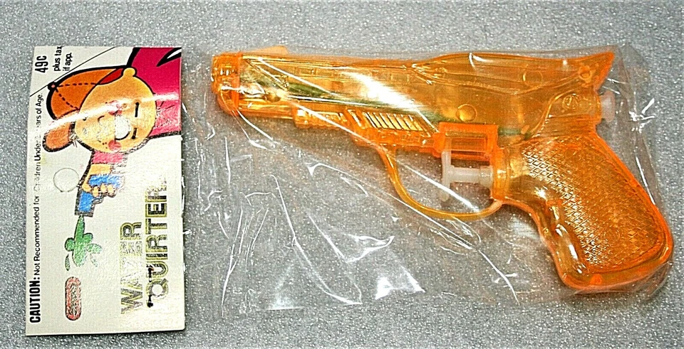 Straco 一角钱商店玩具塑料水手枪 1974 年全新香港橙色 — 第 2/4 张图片