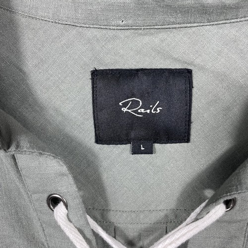 Rails Rocky Hemdblusenkleid Gr. Large Leinen Viskose Mini Schnürung Ausschnitt Grün Salbei - Bild 4 von 12