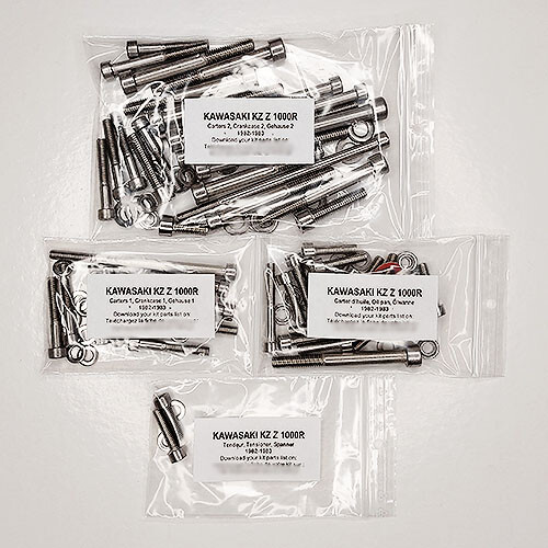 KAWASAKI Z 1000 1000R 1982-1983 Kit n°3 vis BTR inox carters moteur Z1000R Z1000 - Picture 1 of 1