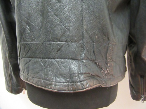 VINTAGE 80'S LEATHER MOTORCYCLE JACKET SIZE L, ONLY THE BRAVE, ACE PATINA - Picture 16 of 23