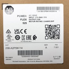 25B-A2P5N114 PowerFlex 525 0.4kW 0.5Hp AC Drive 25BA2P5N114 New  AB