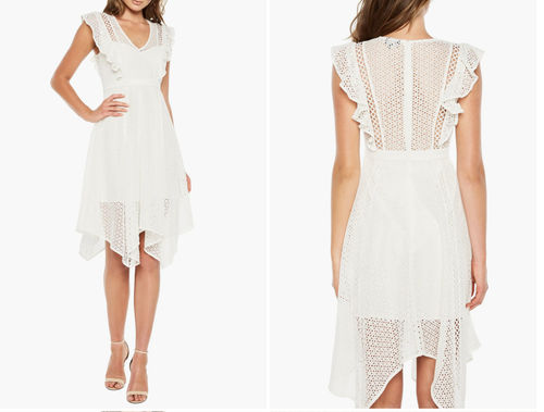 BARDOT Women's Elias Lace ruffle Dress In Ivory size M 8 - Picture 8 of 9