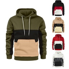 Men's Pullover Fleece Hoodie Long Sleeve Casual Sweatshirt Sportswear Tops MLXL