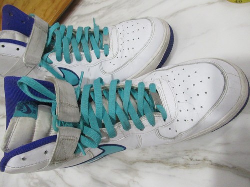 Nike Air Force 180 High Top Sneakers White Blue Teal 1992 Made in Korea - Picture 19 of 22