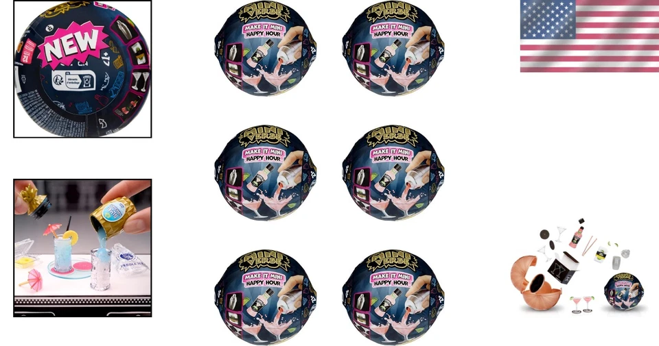 DIY Mini Cocktail Kit - Make It Mini Happy Hour 6PK Surprise Collectibles Foto 2 de 4