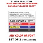 2x Canada Boat Registration Number Pleasure craft Jet ski - Sticker Any Color
