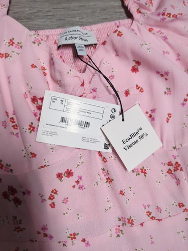 & ALTRE STORIE Maxi Abito NUOVO Rosa Ditsy Floreale Manica a Sbuffo Babydoll Spacco Anteriore - Foto 10 di 15