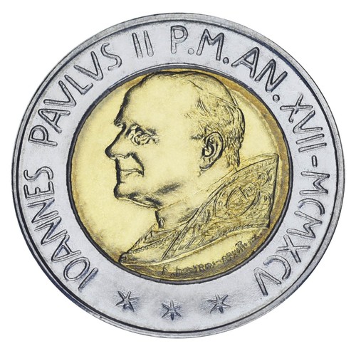 Vatican 500 lire 1995 Bimetal UNC Encyclical Letter - Picture 2 of 2