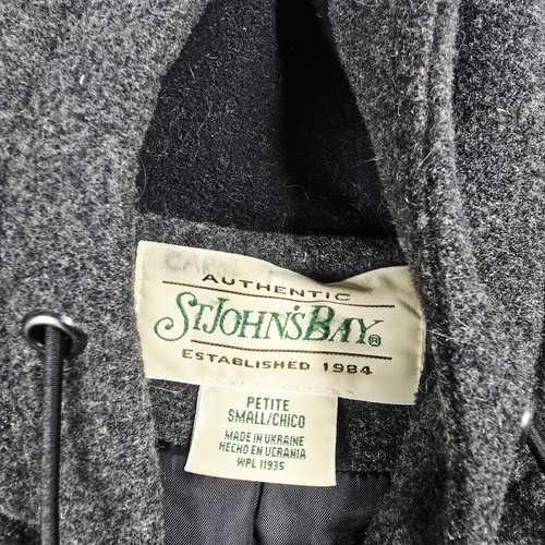 St Johns Bay Coat Womens Small Hooded Wool Blend Full Zip Pockets Lined Warm - Picture 7 of 10