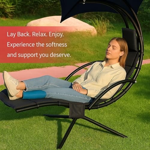 Outdoor Hanging Lounge Chair Cushion with Umbrella – High-Resilience Navy Blue - Picture 7 of 7