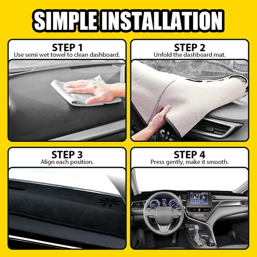 For Toyota Camry 2018 2019 2020 2021 2022 2023 2024 Black Dash Mat Board Cover - Picture 10 of 13