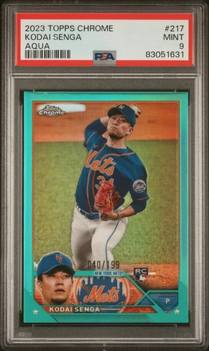 2023 TOPPS CHROME AQUA REFRACTOR #217 KODAI SENGA ROOKIE RC 40/199 PSA 9