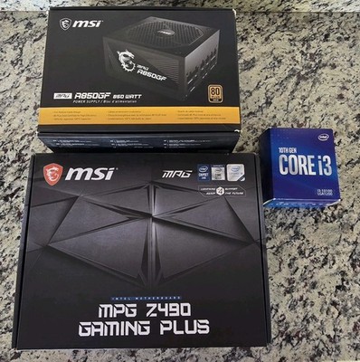MSI MPG Z490 Gaming Plus Motherboard, i3 10100 CPU,  16GB DDR4 3200MHz RAM + PSU