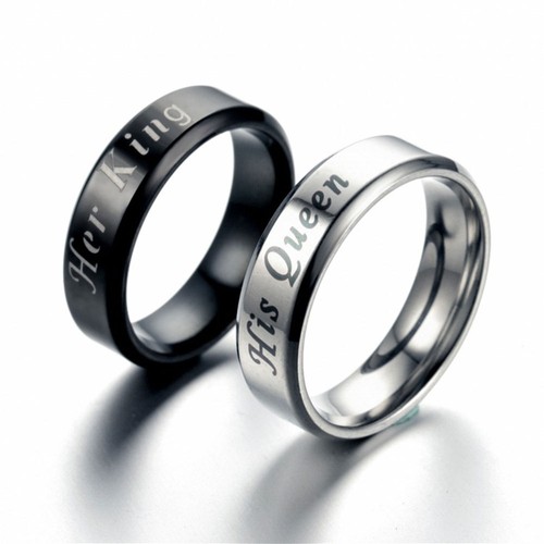 12# Her King His Queen Titanium Stainless Steel Couples Finger Ring His and - Picture 11 of 11