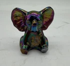 Fenton Glass Elephant Carnival Glass Sitting Hand Painted Flower