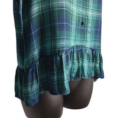 So Big Girls 6-20 Teal Silver Sparkle Plaid Top Blouse Size XL (14/16) NWT - Picture 11 of 15