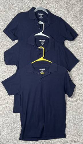 School Uniform Polo Shirts Unisex Lot of 8 Youth 12/14 White And Blue Preppy - Picture 6 of 7