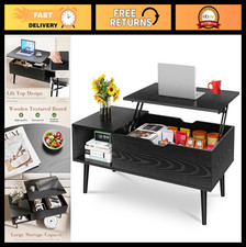 Lift Top Coffee Table with Hidden Compartment & Storage Shelf - Modern Design fo