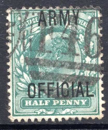 KEVII ½d Blue-Green Army Official SG O48 SG 048 Good Used F34 LLANDDEWI BREFI PM