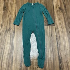 Kyte Baby Zippered Footie Bamboo Emerald Forest Green 6-12M