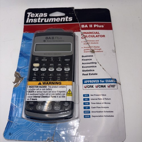 NEW SEALED Texas Instruments BA II PLUS Financial Handheld Calculator with Cover