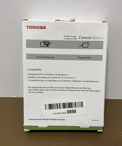 Toshiba Canvio Basics 1TB Portable External Hard Drive USB 3.2 Gen1, Black - Afbeelding 6 van 8