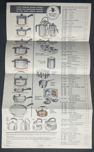 Catálogo Revere Ware Vintage Años 50 Folleto Revere Ware Lista de Precios Efímero - Imagen 4 de 13