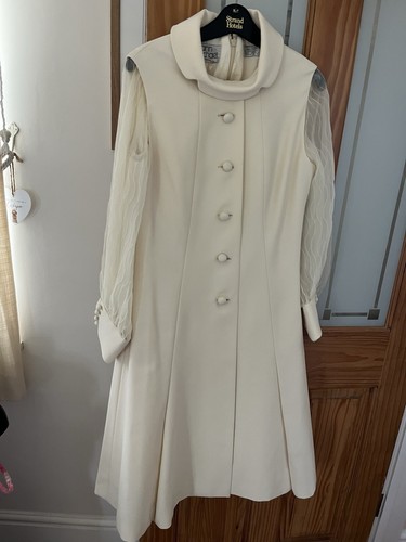 Vintage Ann Michael Cream Dress And Sleeveless Coat 12-14 - Imagen 13 de 15
