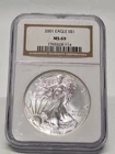 2001 American Silver Eagle Dollar 1oz NGC MS69 Brown Label