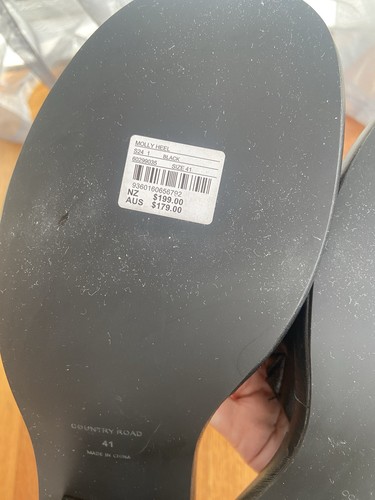Country Road Black Leather Heel Slides Sandals Size 41 New! - Picture 11 of 13