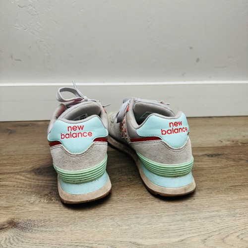 New Balance 574 rot und blau geflochtenes Logo Sneaker Damengröße 7 " - Bild 6 von 10